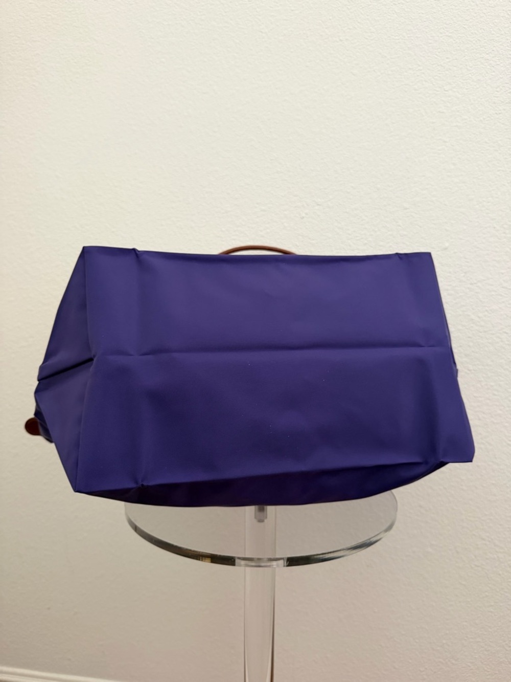 Longchamp Le Pliage Original Top Handle Bag in purple & brown leather - Picture 12 of 13
